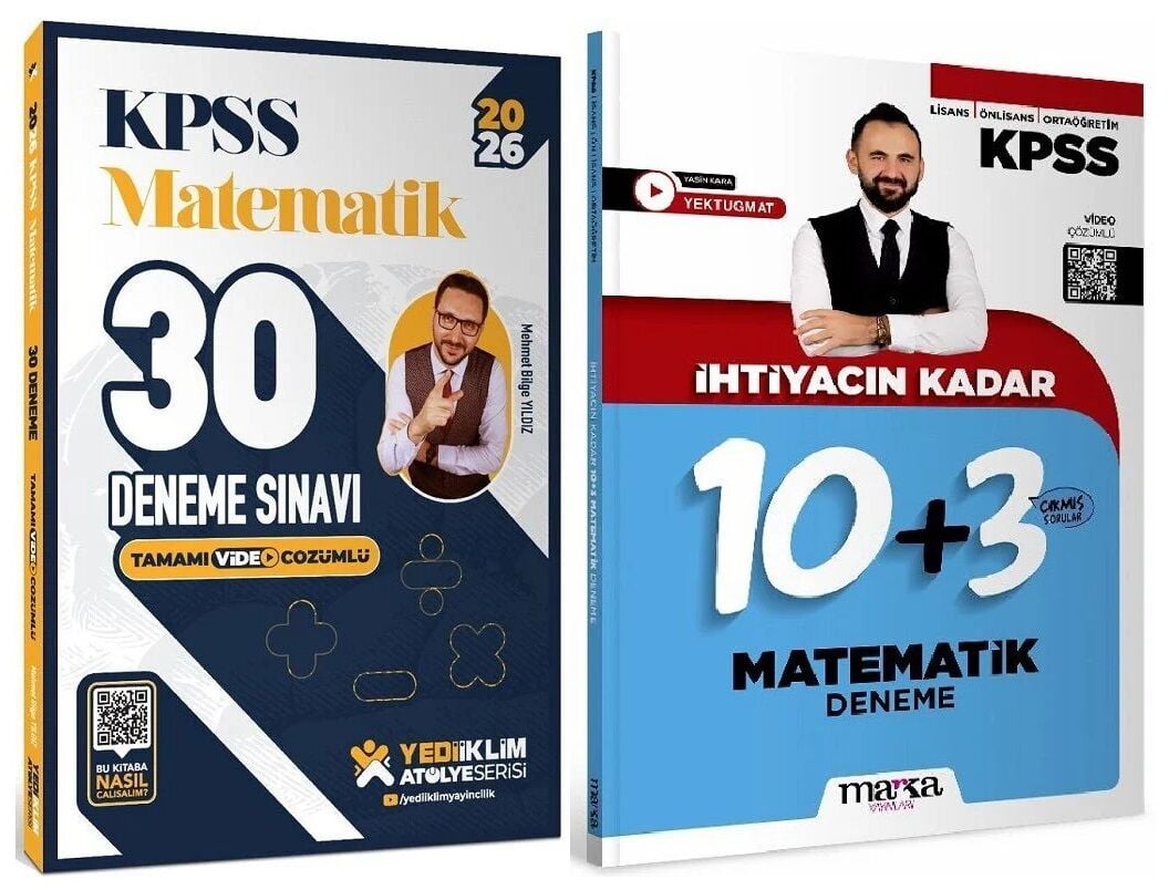 Yediiklim + Marka 2026 KPSS Matematik 30+13 Deneme Atölye 2 li Set - Mehmet Bilge Yıldız Yediiklim + Marka Yayınları