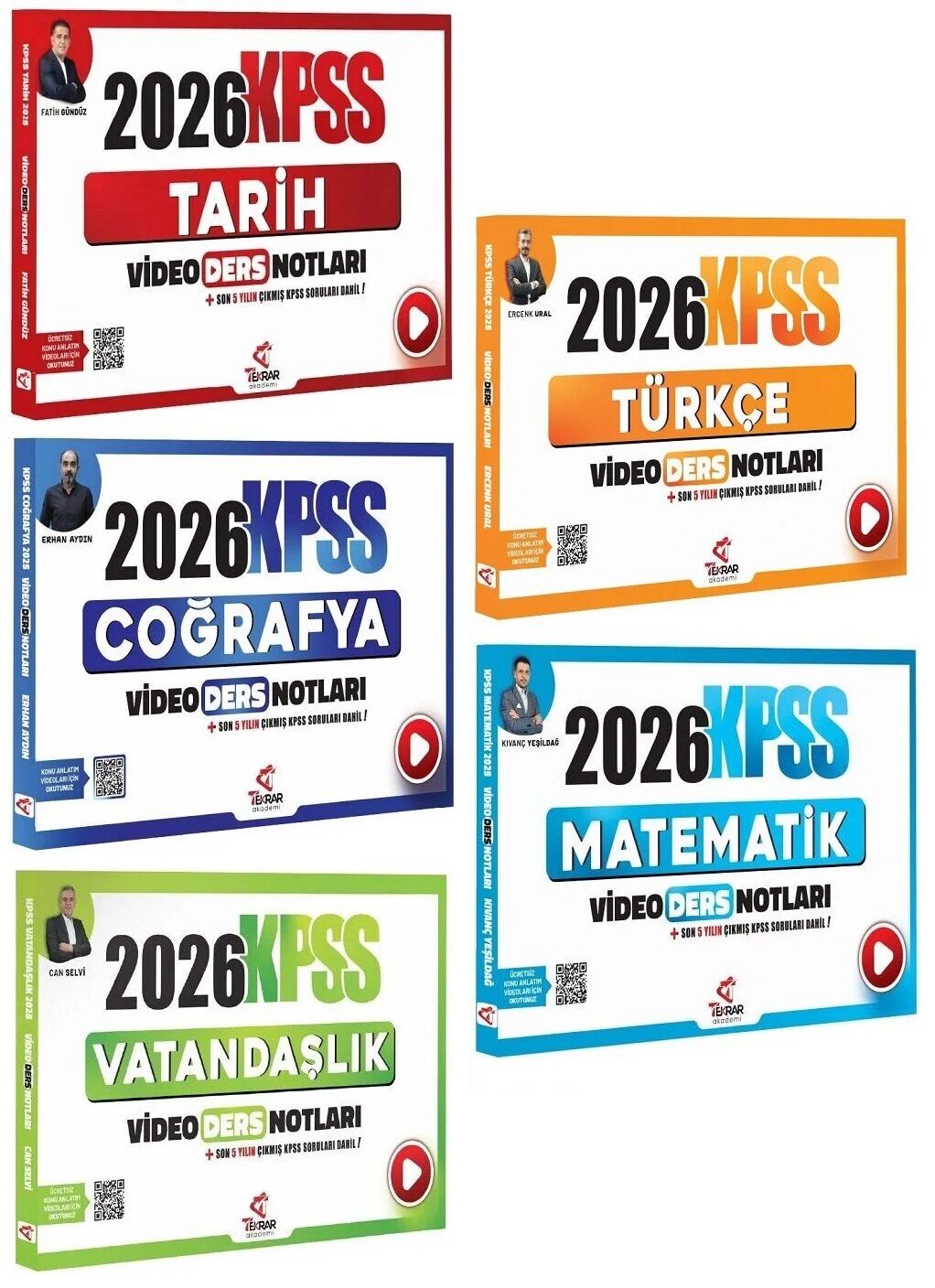Tekrar Akademi 2026 KPSS Genel Yetenek Genel Kültür Video Ders Notları 5 li Set Tekrar Akademi Yayınları