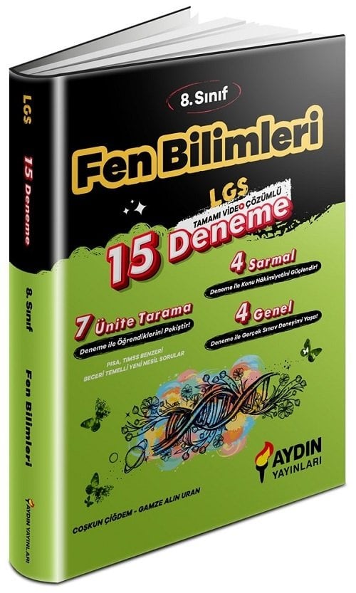 Aydın 8. Sınıf LGS Fen Bilimleri 15 Deneme Video Çözümlü Aydın Yayınları