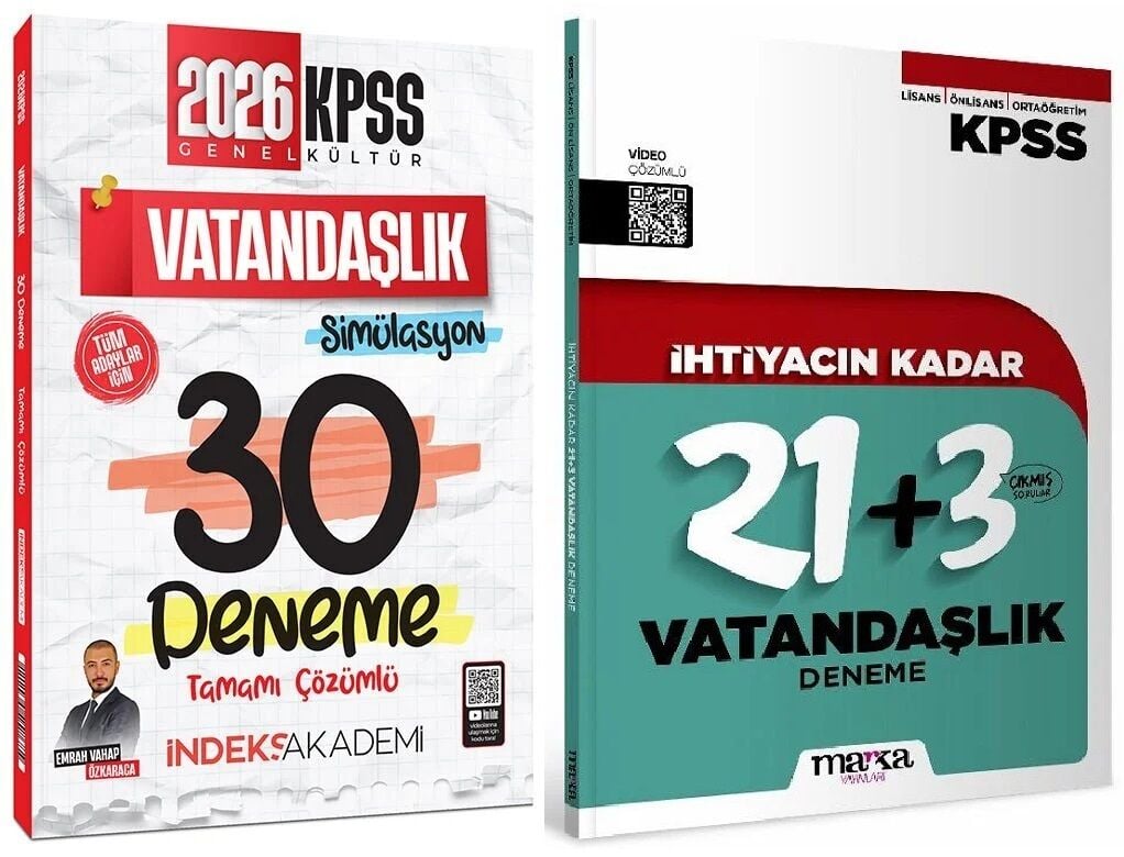 İndeks + Marka 2026 KPSS Vatandaşlık Simülasyon 30+24 Deneme 2 li Set - Emrah Vahap Özkaraca İndeks Akademi + Marka Yayıncılık