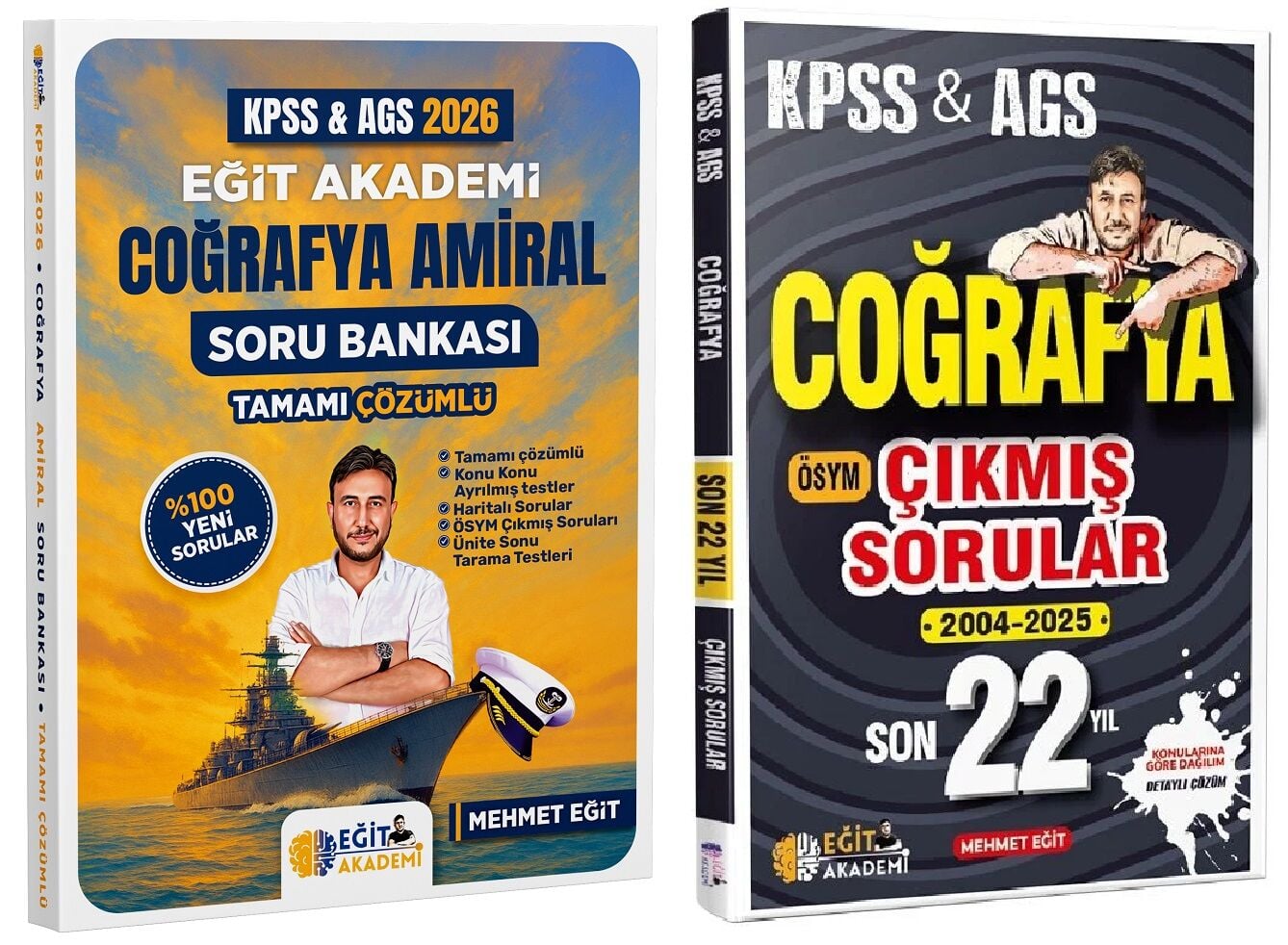 SÜPER FİYAT - Eğit Akademi 2026 KPSS MEB-AGS Coğrafya Amiral Soru Bankası +  Çıkmış Sorular Son 22 Yıl 2 li Set - Mehmet Eğit Eğit Akademi