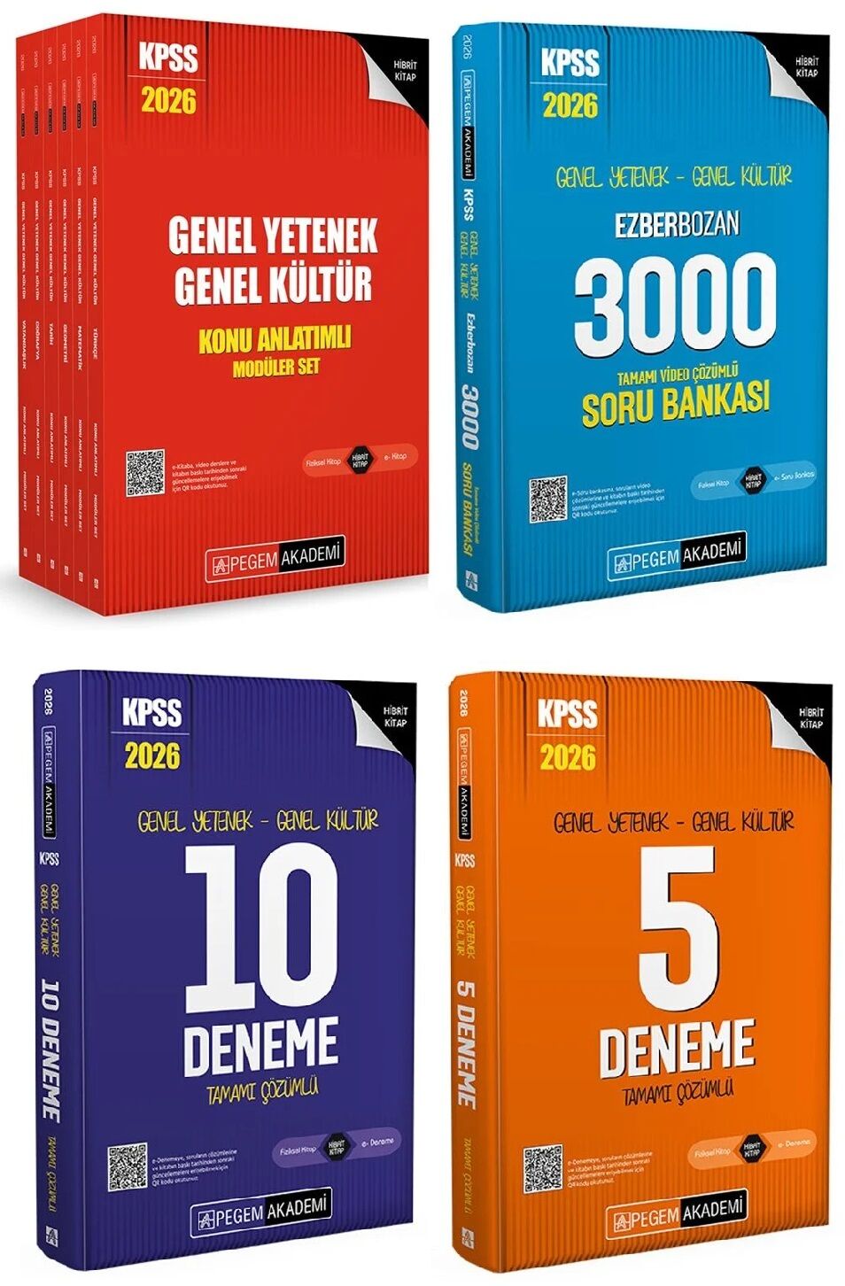 Pegem 2026 KPSS Genel Yetenek Genel Kültür Modüler Konu + Ezberbozan Soru Bankası + 10+5 Deneme 4 lü Set Pegem Akademi Yayınları