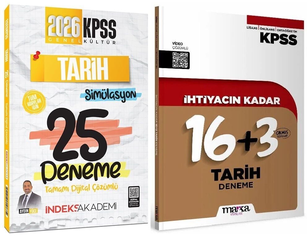 İndeks + Marka 2026 KPSS Tarih Simülasyon 25+19 Deneme 2 li Set - Aydın Yüce İndeks Akademi + Marka Yayıncılık