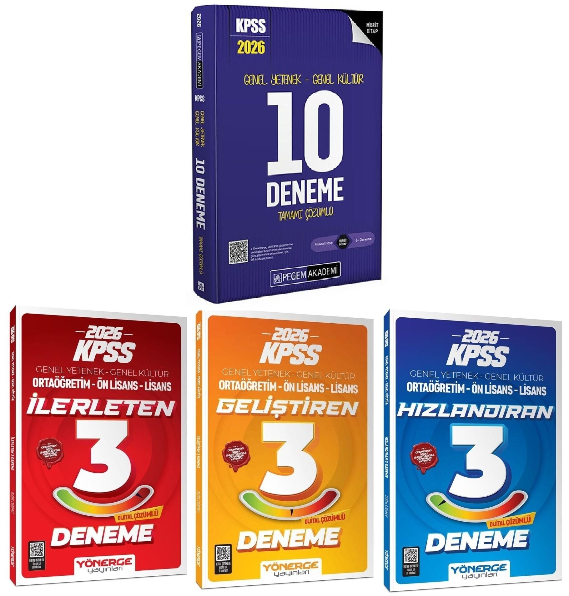 Pegem + Yönerge 2026 KPSS Genel Yetenek Genel Kültür 10 + 9 Deneme 4 lü Set Pegem Akademi  + Yönerge Yayınları