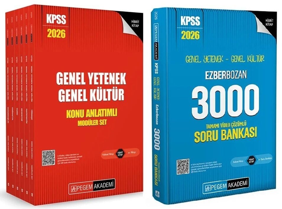Pegem 2026 KPSS Genel Yetenek Genel Kültür Modüler Konu + Ezberbozan Soru Bankası 2 li Set Pegem Akademi Yayınları