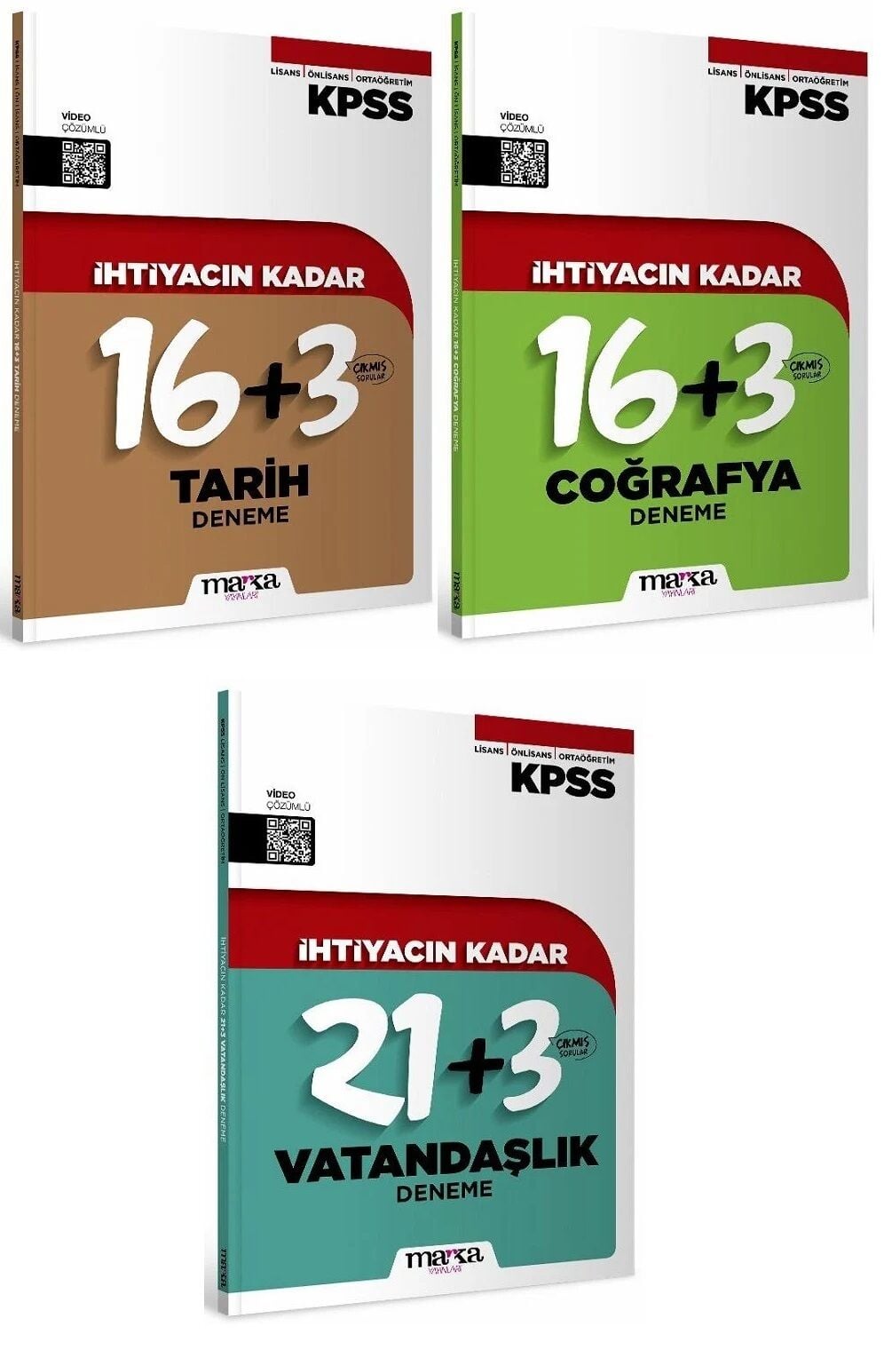 Marka 2026 KPSS Tarih + Coğrafya + Vatandaşlık İhtiyacın Kadar 62 Deneme 3 lü Set Marka Yayınları