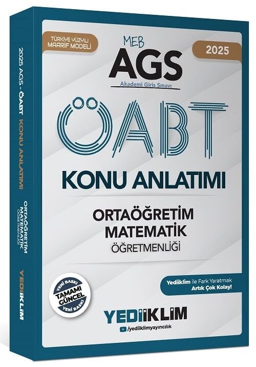 Yediiklim 2025 ÖABT MEB-AGS Lise Ortaöğretim Matematik Öğretmenliği Konu Anlatımı Yediiklim Yayınları