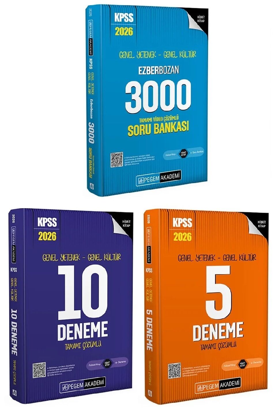 Pegem 2026 KPSS Genel Yetenek Genel Kültür EZBERBOZAN 3000 Soru Bankası + 10+5 Deneme 3 lü Set Pegem Akademi Yayınları