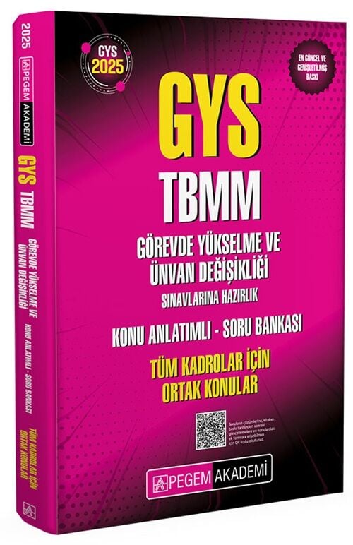 Pegem 2025 GYS TBMM Tüm Kadrolar İçin Ortak Konular Konu Anlatımlı Soru Bankası Görevde Yükselme Ünvan Değişikliği Pegem Akademi Yayınları