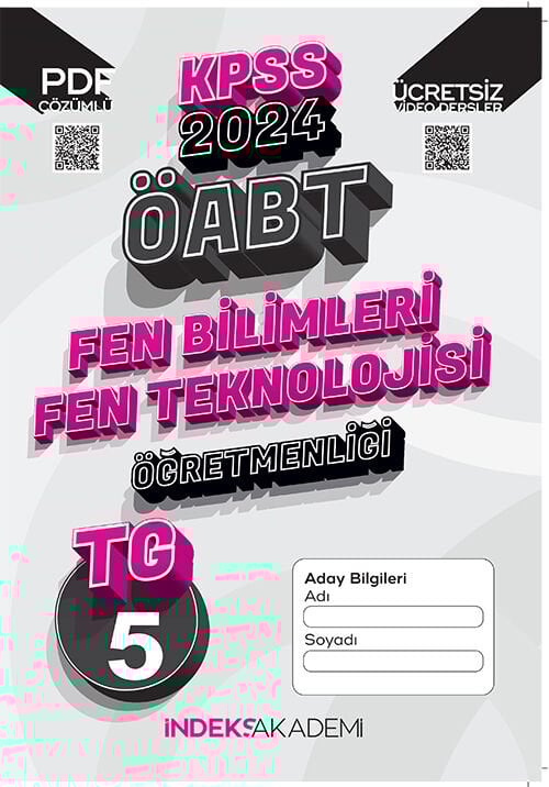 İndeks Akademi 2024 ÖABT TG-5 Türkiye Geneli Deneme Fen Bilimleri Çözümlü İndeks Akademi Yayıncılık