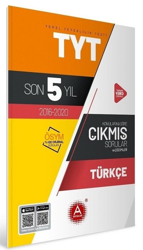 SÜPER FİYAT - A Yayınları YKS TYT Türkçe Son 5 Yıl Çıkmış Sorular 2016-2020 A Yayınları