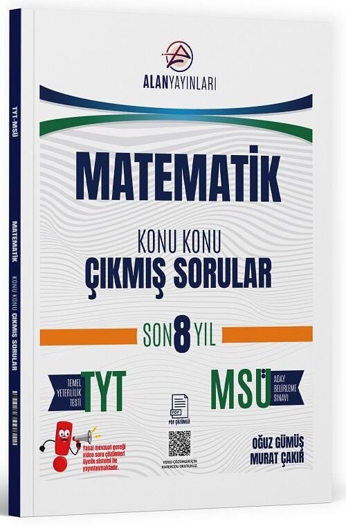 Alan Yayınları YKS TYT MSÜ Matematik Çıkmış Sorular Son 8 Yıl Konu Konu Alan Yayınları