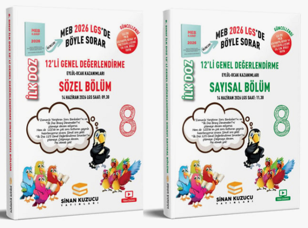 Sinan Kuzucu 2026 8. Sınıf LGS Sözel Sayısal İlk Doz Genel 12 li Değerlendirme Seti Sinan Kuzucu Yayınları