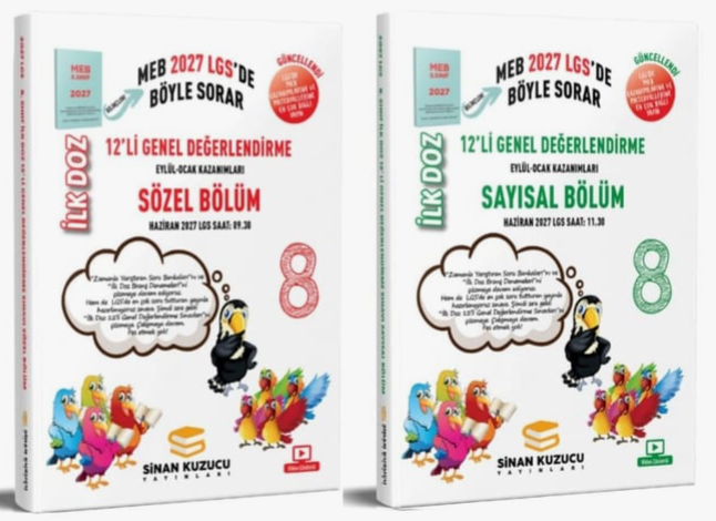 Sinan Kuzucu 2027 8. Sınıf LGS Sözel Sayısal İlk Doz Genel 12 li Değerlendirme Seti Sinan Kuzucu Yayınları