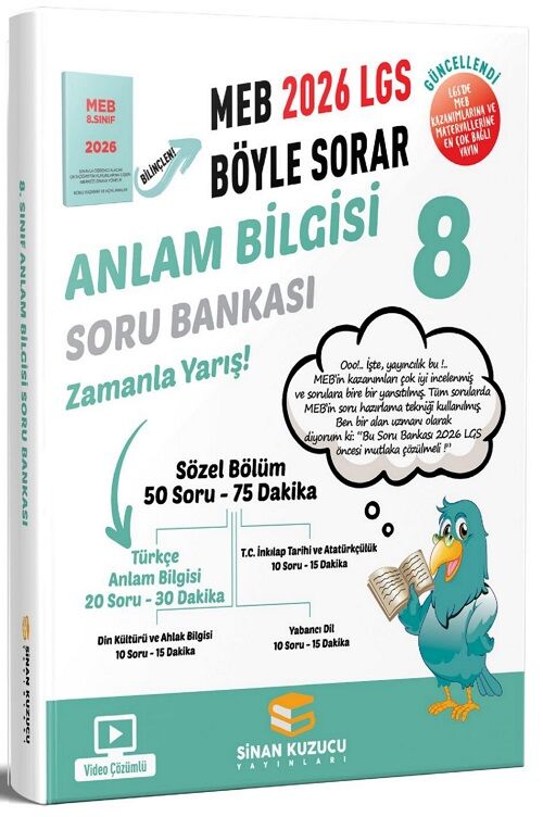 Sinan Kuzucu 2026 8. Sınıf LGS Anlam Bilgisi Soru Bankası Çözümlü Sinan Kuzucu Yayınları