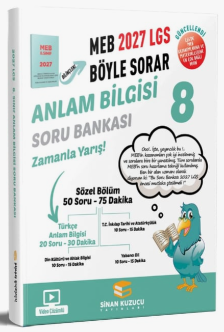 Sinan Kuzucu 2027 8. Sınıf LGS Anlam Bilgisi Soru Bankası Çözümlü Sinan Kuzucu Yayınları