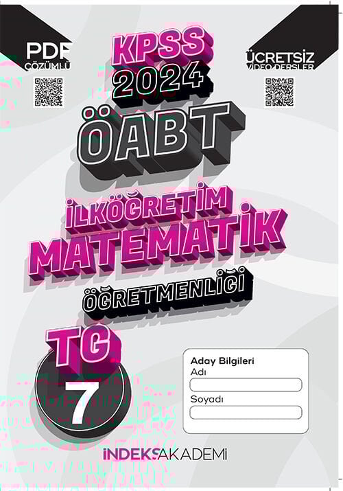 İndeks Akademi 2024 ÖABT TG-7 Türkiye Geneli Deneme İlköğretim Matematik Çözümlü İndeks Akademi Yayıncılık