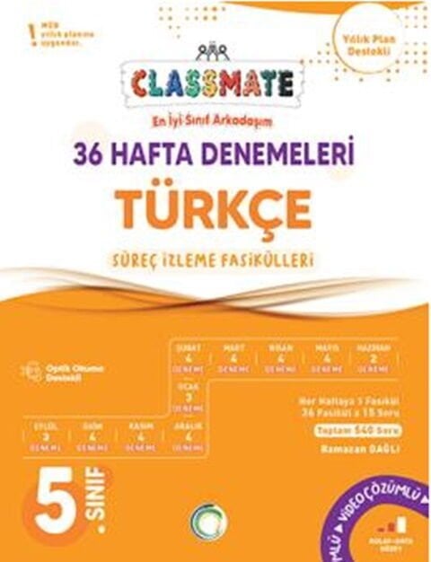 Okyanus 5. Sınıf Türkçe Classmate 36 Hafta Denemeleri Çözümlü Okyanus Yayınları