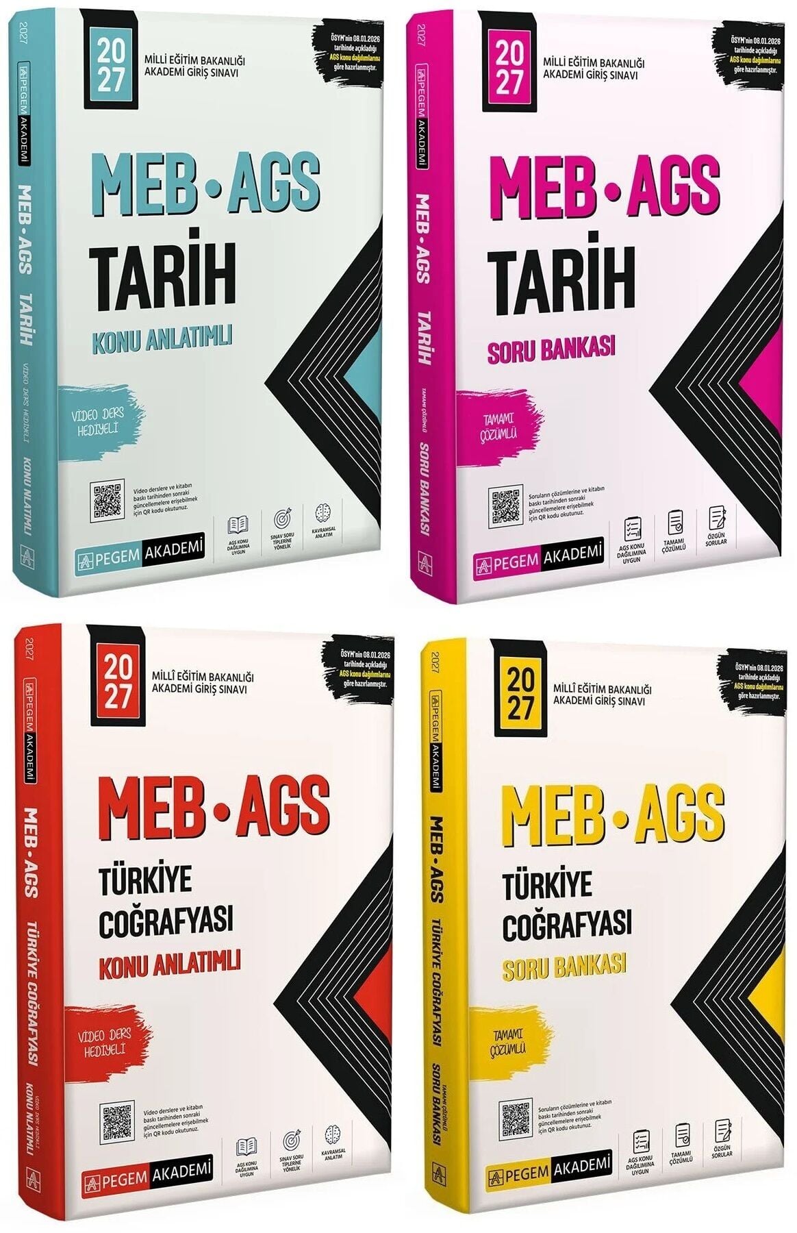 Pegem 2027 MEB-AGS Tarih + Coğrafya Konu + Soru Bankası 4 lü Set Pegem Akademi Yayınları