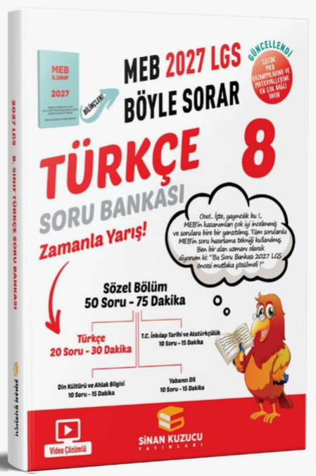 Sinan Kuzucu 2027 8. Sınıf LGS Türkçe Soru Bankası Çözümlü Sinan Kuzucu Yayınları