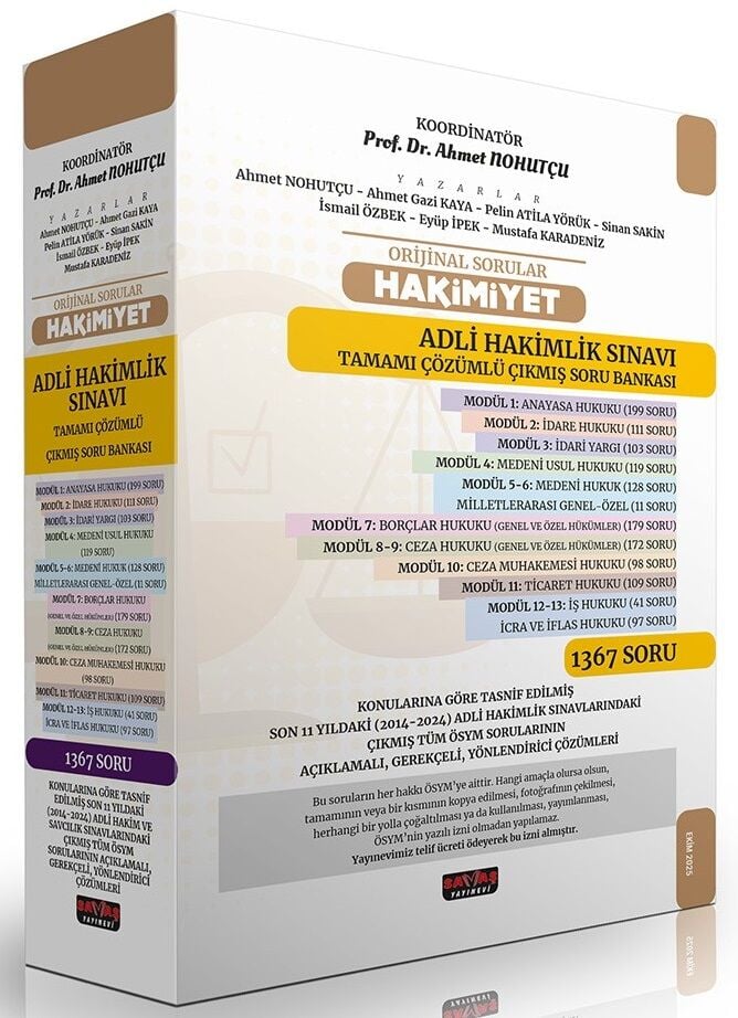 Savaş 2025 HAKİMİYET Adli Hakimlik Orijinal Çıkmış Soru Bankası Modüler Set Çözümlü - Ahmet Nohutçu Savaş Yayınları