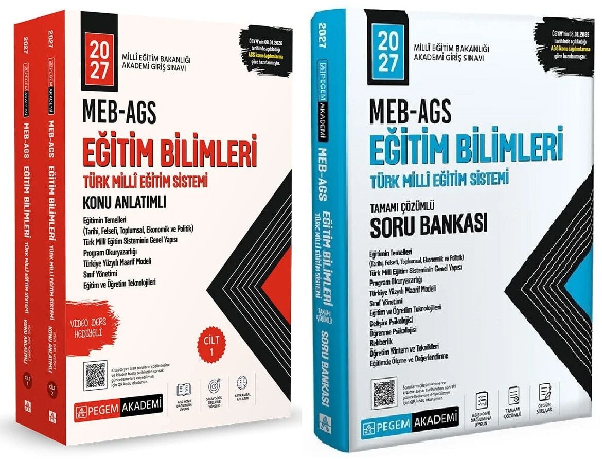 Pegem 2027 MEB-AGS Eğitim Bilimleri ve Türk Milli Eğitim Sistemi Konu Anlatımlı + Soru Bankası 2 li Set Pegem Akademi Yayınları
