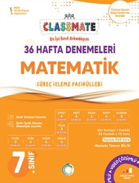 Okyanus 7. Sınıf Matematik Classmate 36 Hafta Denemeleri Çözümlü Okyanus Yayınları