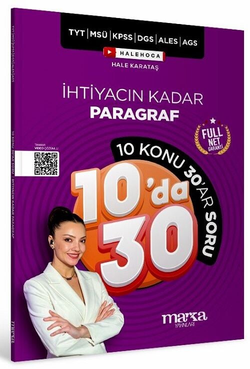 Marka KPSS MEB-AGS TYT MSÜ DGS ALES İhtiyacın Kadar Paragraf 10 da 30 Soru Bankası Çözümlü Yektuğ Mat - Hale Karataş Marka Yayınları(Kopya)