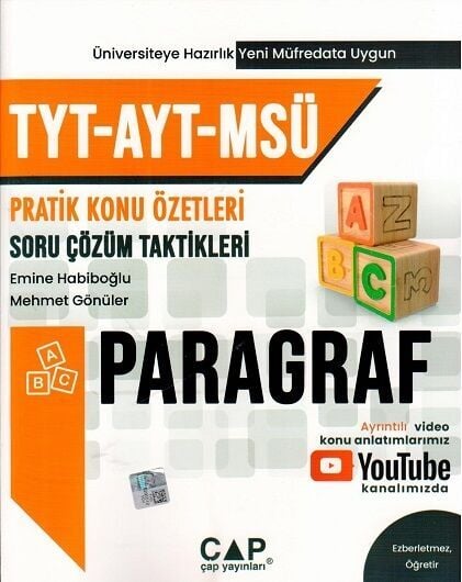 Çap Yayınları YKS TYT AYT MSÜ Paragraf Pratik Konu Özetleri Çap Yayınları