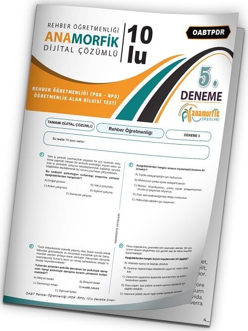 Anamorfik 2023 ÖABT Rehber Öğretmenliği Türkiye Geneli Deneme 5. Kitapçık Dijital Çözümlü Anamorfik Yayınları