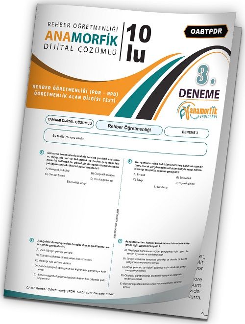 Anamorfik 2023 ÖABT Rehber Öğretmenliği Türkiye Geneli Deneme 3. Kitapçık Dijital Çözümlü Anamorfik Yayınları