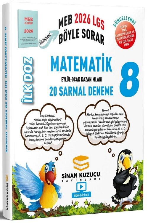 Sinan Kuzucu 2026 8. Sınıf LGS Matematik İlk Doz Sarmal 20 Deneme Çözümlü Sinan Kuzucu Yayınları