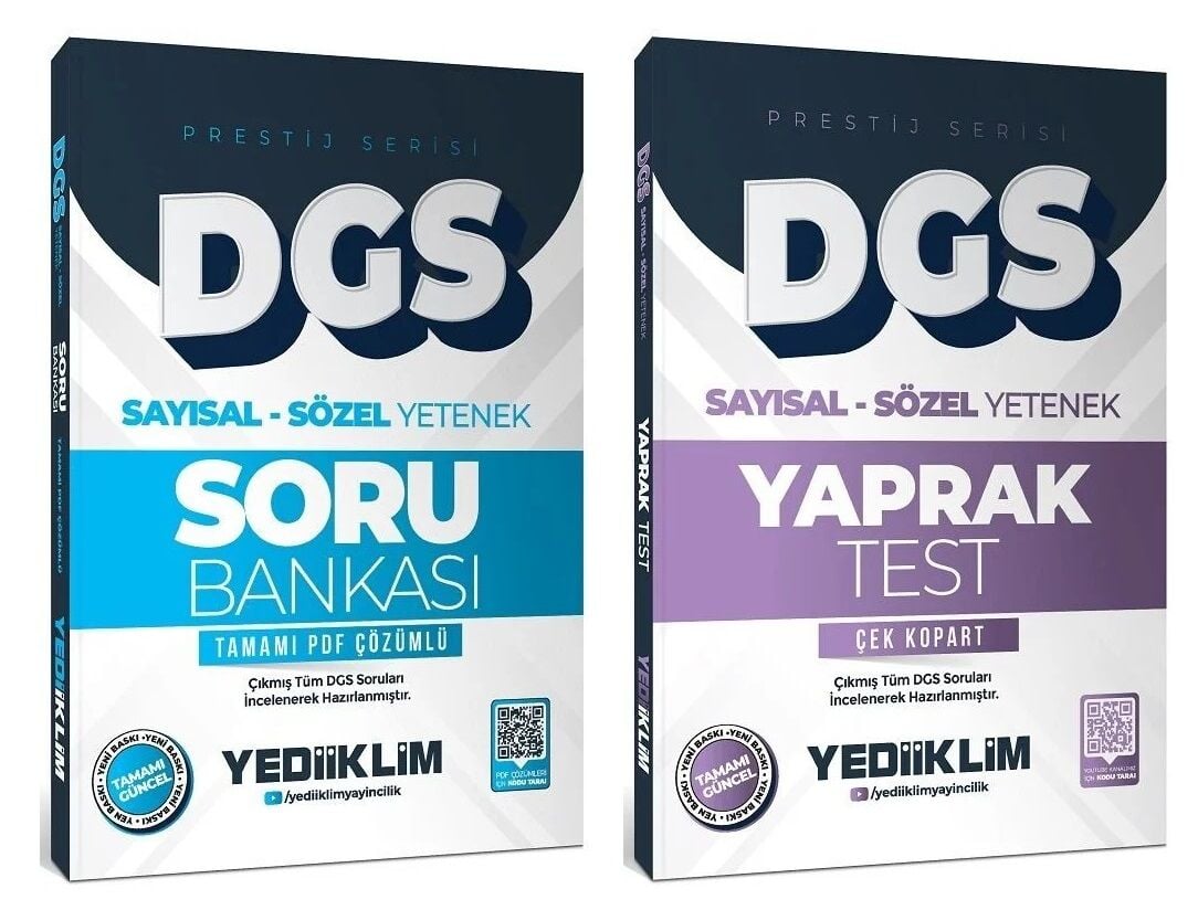 Yediiklim 2026 DGS Prestij Soru Bankası + Yaprak Test 2 li Set Yediiklim Yayınları
