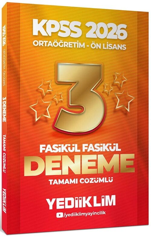 Yediiklim 2026 KPSS Lise Ortaöğretim Ön Lisans 3 Yıldız Deneme Fasikül Çözümlü Yediiklim Yayınları