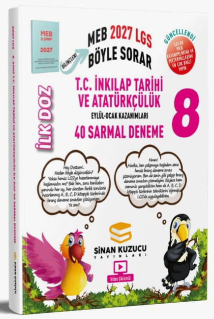 Sinan Kuzucu 2027 8. Sınıf LGS TC İnkılap Tarihi ve Atatürkçülük İlk Doz Sarmal 40 Deneme Çözümlü Sinan Kuzucu Yayınları