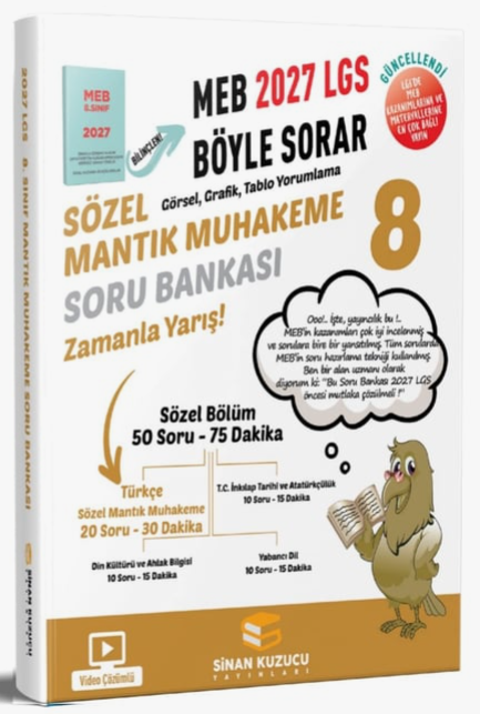 Sinan Kuzucu 2027 8. Sınıf LGS Sözel Mantık Muhakeme Soru Bankası Çözümlü Sinan Kuzucu Yayınları