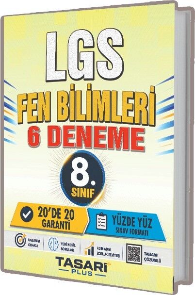 Tasarı Plus 8. Sınıf LGS Fen Bilimleri 6 Deneme Çözümlü Tasarı Plus Yayınları