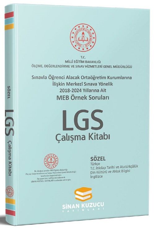 Sinan Kuzucu LGS Sözel MEB Örnek Soruları Çalışma Kitabı Sinan Kuzucu Yayınları