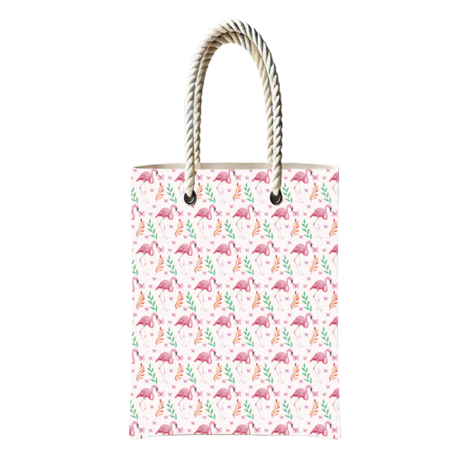 Çantasepette Bez Çanta Flamingo Desen Temalı Fermuarlı Günlük Kullanım