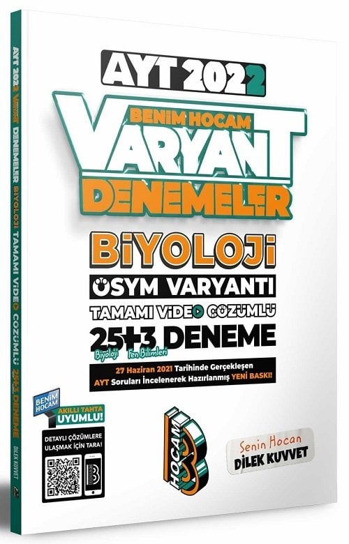 SÜPER FİYAT - Benim Hocam 2022 YKS AYT Biyoloji Varyant 25+3 Deneme Video Çözümlü - Dilek Kuvvet Benim Hocam Yayınları