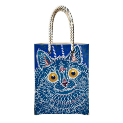 Çantasepette Bez Çanta Psychedelic Cat Sanatsal Temalı Fermuarlı Günlük Kullanım