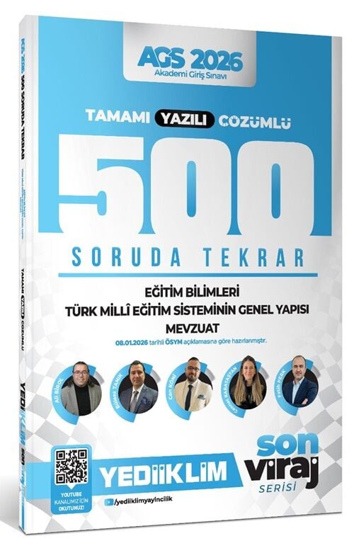 YENİ AGS - Yediiklim 2026 MEB-AGS Eğitim Bilimleri-Türk Milli Eğitim Sisteminin Genel Yapısı-Mevzuat 500 Soruda Tekrar Son Viraj Serisi Çözümlü - Bülent Tanık, Can Köni Yediiklim Yayınları