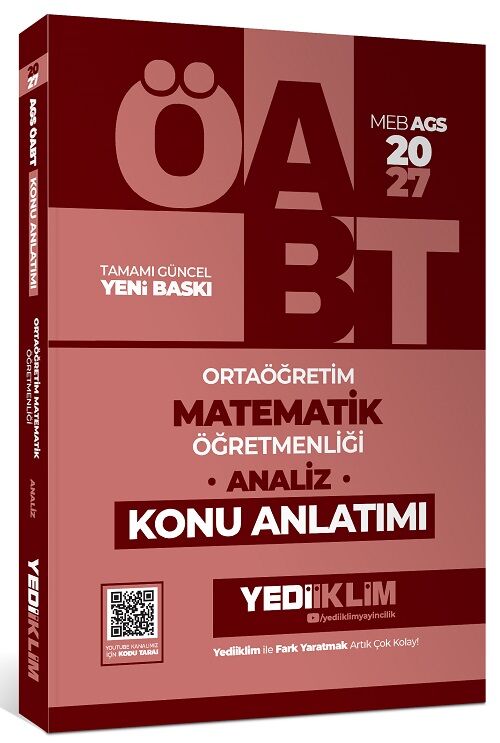 Yediiklim 2027 ÖABT MEB-AGS Lise Ortaöğretim Matematik Öğretmenliği Analiz Konu Anlatımı Yediiklim Yayınları
