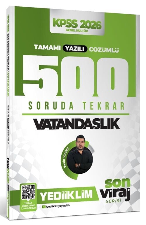 Yediiklim 2026 KPSS Vatandaşlık 500 Soruda Tekrar Son Viraj Serisi Çözümlü - Yasin Yıldız Yediiklim Yayınları