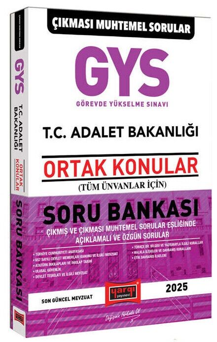 Yargı 2025 GYS Adalet Bakanlığı Ortak Konular Soru Bankası Görevde Yükselme Yargı Yayınları