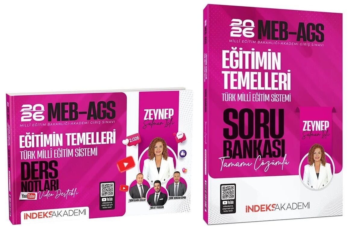 İndeks Akademi 2026 MEB-AGS Akademisi Eğitimin Temelleri ve Türk Milli Eğitim Sistemi Ders Notları + Soru Bankası 2 li Set - Zeynep Salman İçli İndeks Akademi Yayıncılık