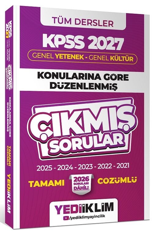 Yediiklim 2027 KPSS Genel Yetenek Genel Kültür Çıkmış Sorular Konularına Göre Çözümlü Yediiklim Yayınları