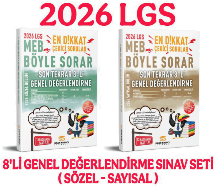 Sinan Kuzucu 2026 8. Sınıf LGS Sözel Sayısal Son Tekrar 8'li Değerlendirme Seti Sinan Kuzucu Yayınları