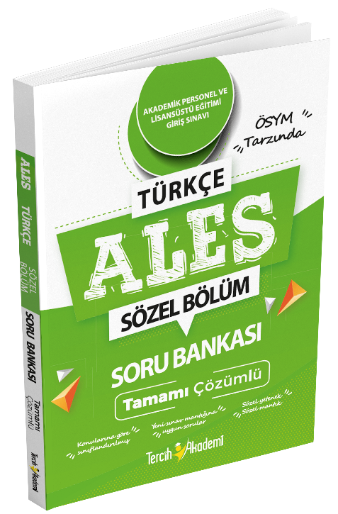 SÜPER FİYAT - Tercih Akademi ALES Sözel Bölüm Soru Bankası Çözümlü Tercih Akademi Yayınları
