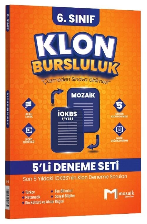 Mozaik 6. Sınıf Klon Bursluluk 5 li Deneme Seti Çözümlü Mozaik Yayınları